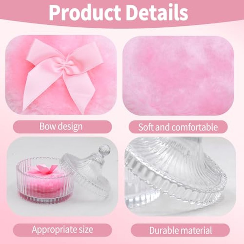 Large Body Powder Puff and Container Set - 2 Soft Washable Velour Puffs with Crystal Glass Storage Box, Reusable for Face Body Shimmer Powder, Dry Wet Makeup Application (Transparent)