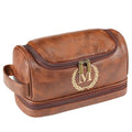 Personalized Leather Toiletry Bag for Men - Monogrammed Travel Organizer, Variation M
