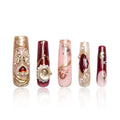 Lovful Verona Handmade Curve Press-On Nails with Crystals, Reusable Square Mid Length 1.7in M