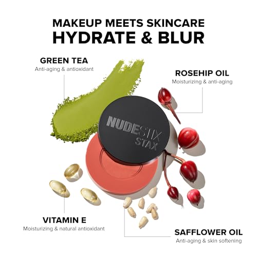 Nudestix STAX All Over Color Blush Balm Barely Nude - Multi-Use Cream Blush for Cheeks, Eyes & Lips