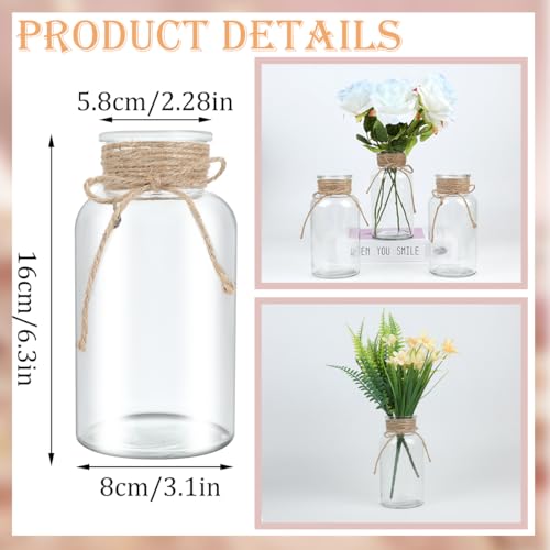 24 Pack Mason Jar Vases for Centerpieces - Transparent Glass Rustic Decor