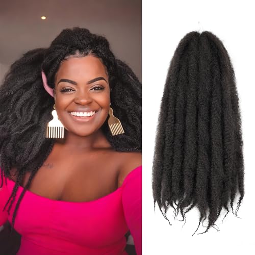 Marley Twist Braiding Hair 8 Packs 24 Inch Afro Kinky Curly Crochet Hair - Black 4#