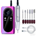 Nail Drill, Wireless Electric Rechargeable Manicure Machine, Suitable for Removing Gel Nails. Professional Manicure polishing kit, Suitable for use in Salons and at Home. Purple Color