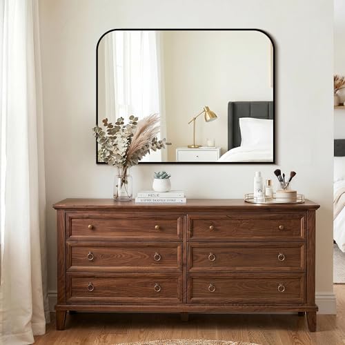 Bathroom Vanity Mirror Wall 40x30 Inch Black Metal Frame - Black / 30"L x 40"W