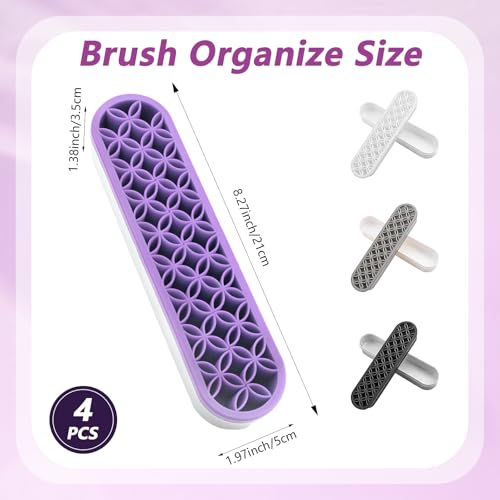 QUYLIXX Multicolor Silicone Makeup & Brush Organizer Set - 4 Pcs Travel Storage