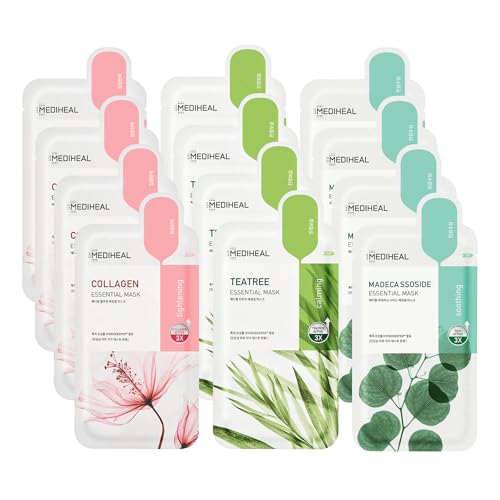 Mediheal Collagen & Tea Tree Sheet Masks 3 Pack - Blemish, Moisturizing & Soothing