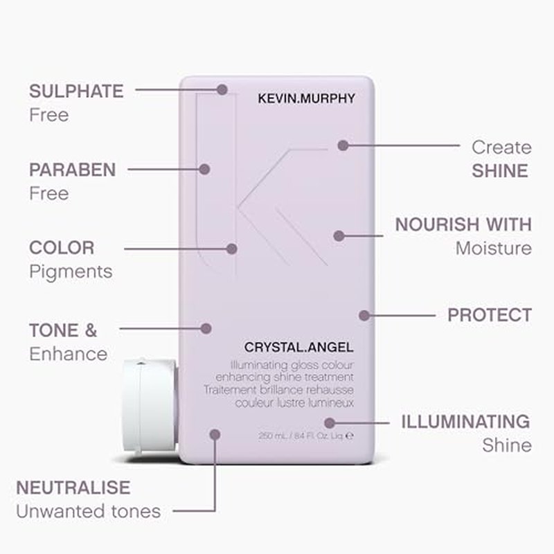 KEVIN.MURPHY CRYSTAL.ANGEL - Colour Shine Hair Treatment - For Colour Gloss - For Coloured or Natural Hair - For Blonde & White Tones - Repair & Shine - 250 mL / 8.4 fl oz