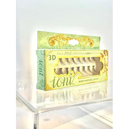 Ioni Cosmetics Faux Mink Individual Lash Extensons 3-STRAND Natural-Short, Black