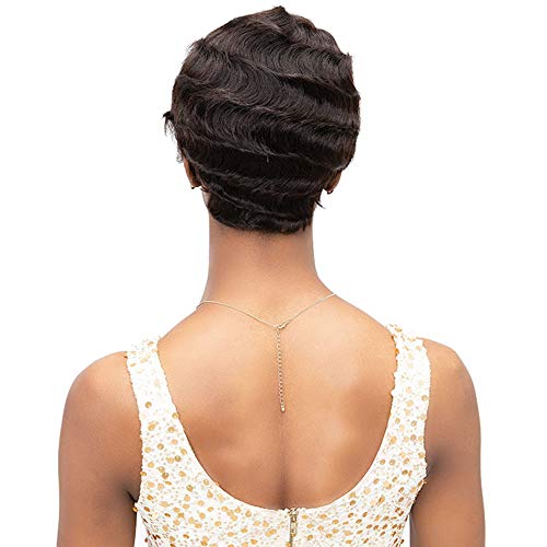 Remy Human Hair Wig with Mommy Parting Off Black 1B - Janet Collection