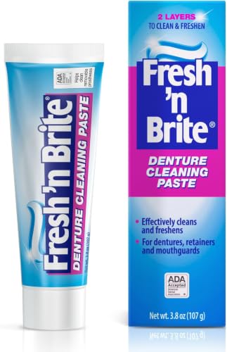 Fresh 'n Brite Denture Cleaner Paste with Dual Action Formula 3.8 oz Pack of 6