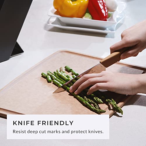 3-Pack Kitchen Cutting Boards Set Natural Wood Fiber Composite Juice Grooves - Elihome