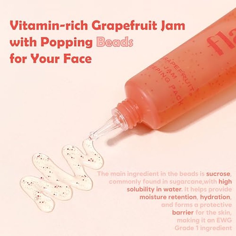 flaner Grapefruit Jam Sleeping Mask ? Revitalizing Overnight Face Mask, Vitamin C, Melatonin, Adenosine, Night Deep Hydration Care, Natural Ingredients, Korean Skin Care, 2.02 fl. oz.