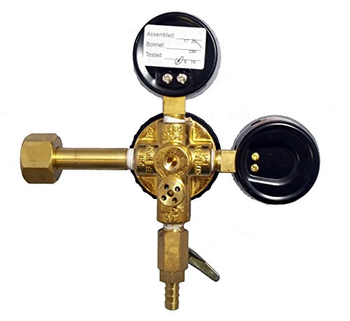 Taprite CO2 Beer Regulator Dual Gauge CGA320 Inlet 5/16" Barb Shutoff Brass