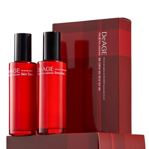 CHARMZONE DeAge Red Addition (New Version) Korean Skincare Set ? Anti-Aging Toner & Emulsion Duo (100ml / 3.38 fl.oz) with Red Wine, Pomegranate & Tomato for Hydration, Firming & Radiance