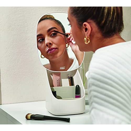 Joseph Joseph Viva Makeup Cosmetic Storage Organizer, Large with Mirror, Shell