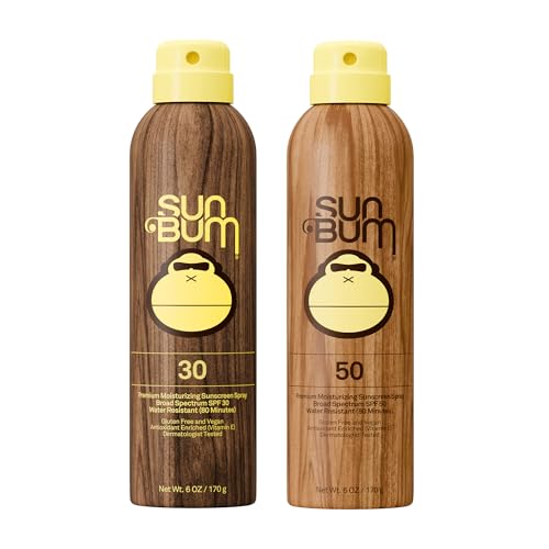 Sun Bum Sunscreen Spray SPF 30 & 50 - 6 oz Pack of 2, Vegan, Water-Resistant, Broad Spectrum UVA/UVB, Vitamin E, Hawaii 104 Act Compliant