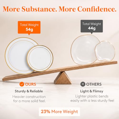 Lifewit Gold Disposable Dinnerware Set for 50 Guests - Plastic Plates & Cutlery