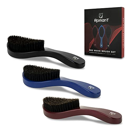 Men's 360 Wave Brush Set - Soft, Medium & Hard Handle Grooming Brushes