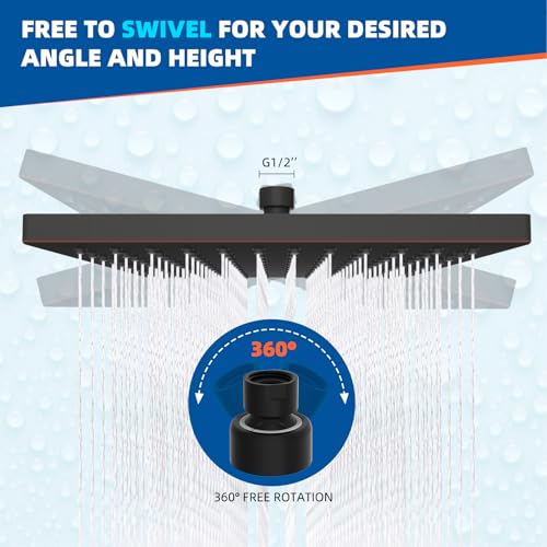 Hibbent 12-inch Square High Pressure Rain Shower Head Oil Rubbed Bronze, cUPC Certified