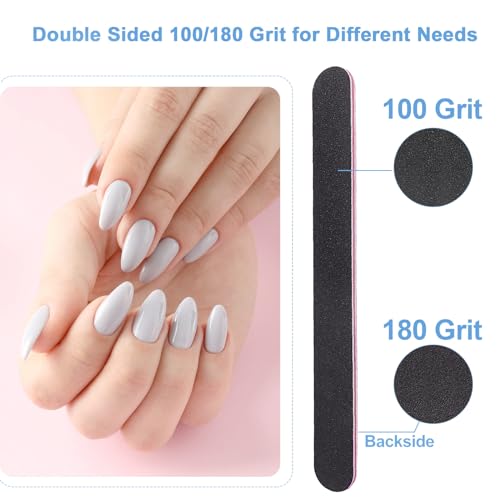 200 Pcs Nail Files Bulk - Double Sided 100/180 Grit Emery Boards for Natural & Acrylic Nails - Black Variation of THIS listing