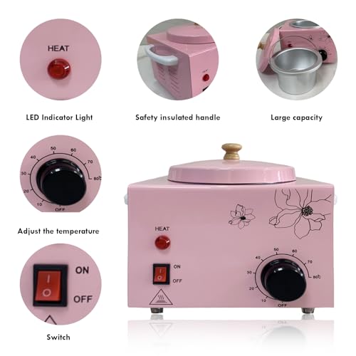 Pink Single Pot Wax Warmer for Hair Removal - Adjustable Temperature SPA Equipment