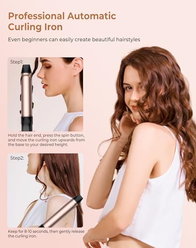Black Ukliss 1.25 Inch Automatic Rotating Curling Iron with Dual Voltage