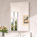 Keonjinn Brushed Nickel Bathroom Mirror 24 x 36 Inch Over Sink - Modern Rounded Frame