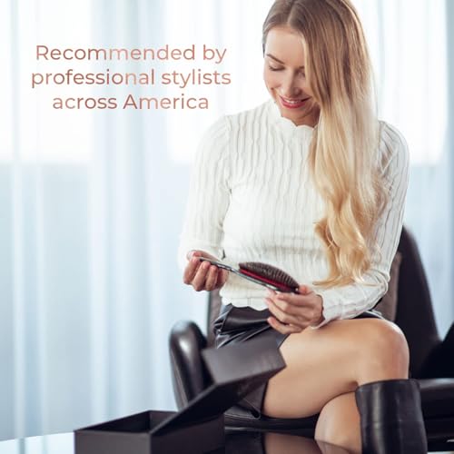 MISEL Small Chromee Boar Bristle Hair Brush for All Hair Types - Detangles & Reduces Breakage
