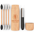 Bamboo Reusable qtip Ear Swab and Makeup Swabs Kit. 1 Case with 4 Reusable Silicone Bamboo Swabs for Ears, Baby, Beauty