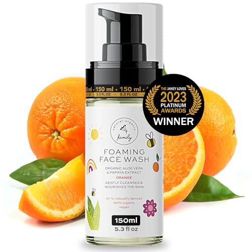 Kids Face Wash Foam Cleanser with Organic Orange Extract - Gentle & Hydrating, 150ml