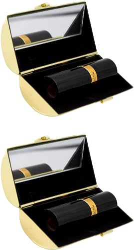 Reflective Gold Capsule Lipstick Cases Set of 2 with Glass Mirrors - Vintage Style