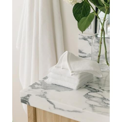 Cozy Earth Ribbed Washcloth Set - 60% Cotton 40% Viscose from Bamboo Bathroom Washcloths - Soft & Absorbent Textured Ribbed Pattern - 4 Pack White