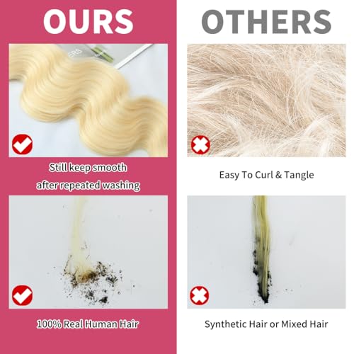 613 Blonde Body Wave Human Hair Bundles - 18 Inch Virgin Brazilian Weave