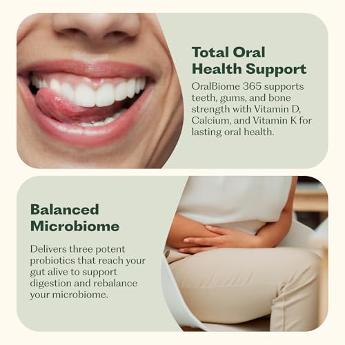 OralBiome 365 3-in-1 Chewable Probiotics for Breath, Gut & Immune Support - Vanilla Mint, 90 Servings