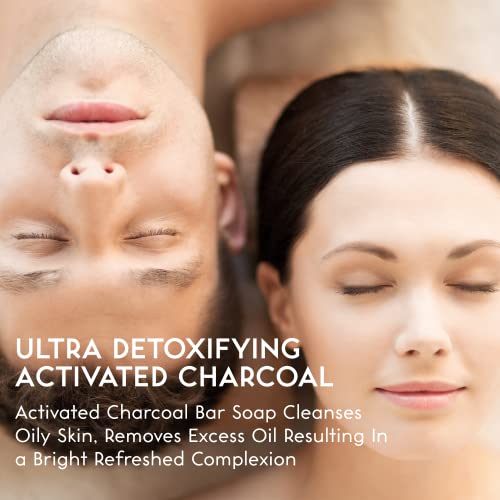 Charcoal Soap Bar - 12 Ounce Vegan Detoxifying Body & Face Cleanser - Pack of 2