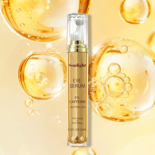 Eye Serum with 5% Caffeine, Retinol, Niacinamide & Hyaluronic Acid - Anti-Aging Treatment Eye Balms for Dark Circles, Puffiness, Wrinkles & Bags - Under Eye Brightening & Firming Cream
