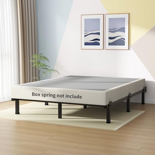 Superay Metal Bed Frame - Black King 8-Inch Bed Base with 9 Legs