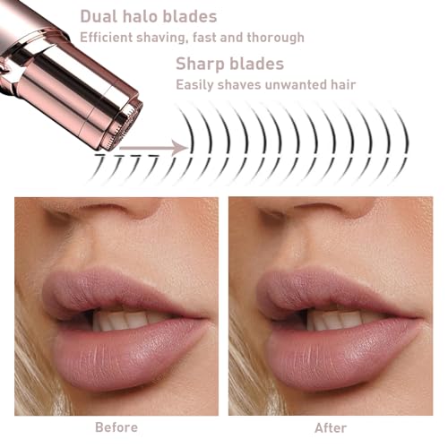 Facial Hair Remover for Women with 2 Pack Replacement Heads Gold