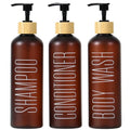 Brown & Bamboo Pump Refillable Shampoo & Conditioner Dispenser Set - 16oz
