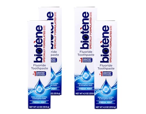 Dry Mouth Toothpaste with Enzymes & Fluoride - Fresh Mint, 4.3oz x4