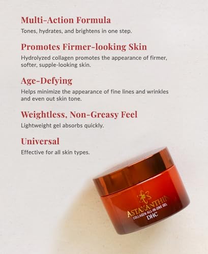 DHC Astaxanthin Collagen Face Moisturizer - Brightening, Hydrating, Fast-Absorbing, All Skin Types