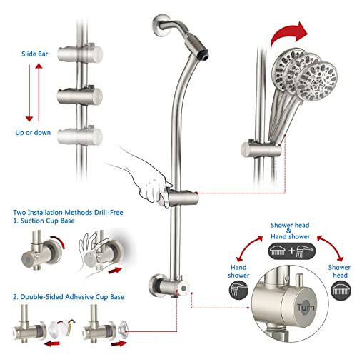 Rainfall 8 Inch Round Shower Head & Handheld Spray Combo - Brushed Nickel