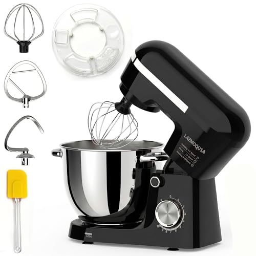 Black 6in1 Stand Mixer with 6.5 Quart Bowl, 660W Kitchen Food Mixer, Tilt-Head Dough & Cake Maker