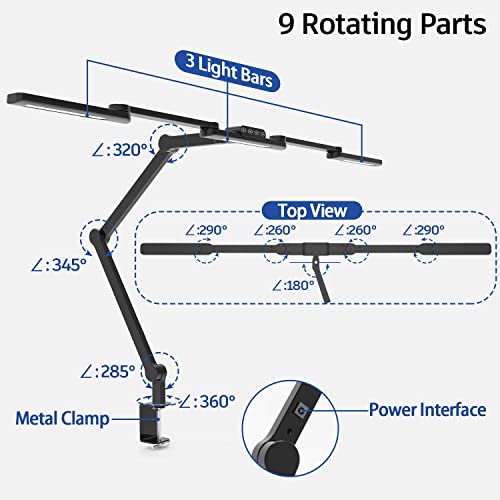Black EPABINA LED Desk Lamp with Clamp, 41.5-Inch Adjustable Architect Light