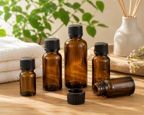 10ML Amber Glass Essential Oil Bottle with Orifice Reducer Cap - 50 Pack