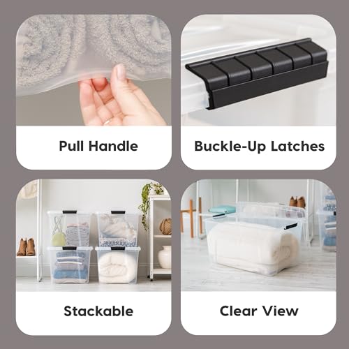 IRIS USA 6-Pack 72-Quart Clear Storage Bins with Lids – Stackable Plastic