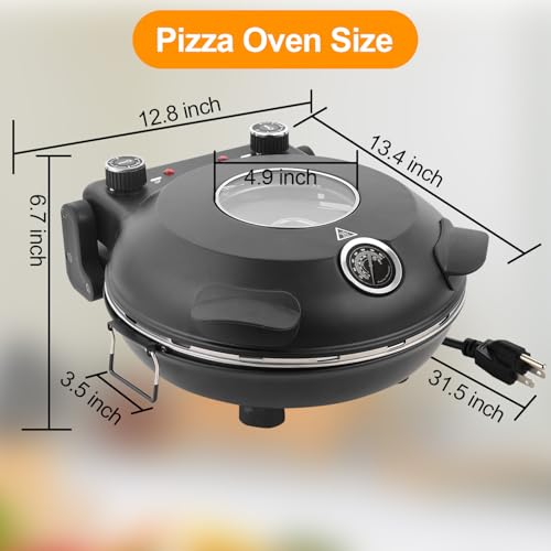 ECUMFFY 12-Inch Electric Indoor Countertop Pizza Oven Black