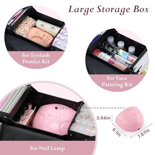 Large Travel Makeup Case with 4 Tiers, Organizer & Luggage Sleeve