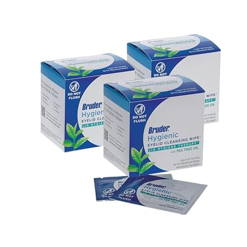 Hygienic Eyelid Cleansing Wipes with Tea Tree Oil 30 Count Box (Pack of 3) l Relief from Demodex l Pre-Moistened, Rinse-Free Exfoliating Wipes Remove Excess Oil and Debris from Eyelids