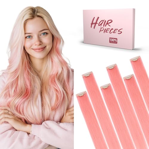 SEGO Pink Clip-In Hair Extensions 10 Inch Real Human Hair Highlight Highlights